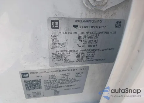 2023 Chevrolet Silverado 1500 4Wd Standard Bed Lt z USA, uszkodzony, nr VIN 3GCUDDED5PG361657